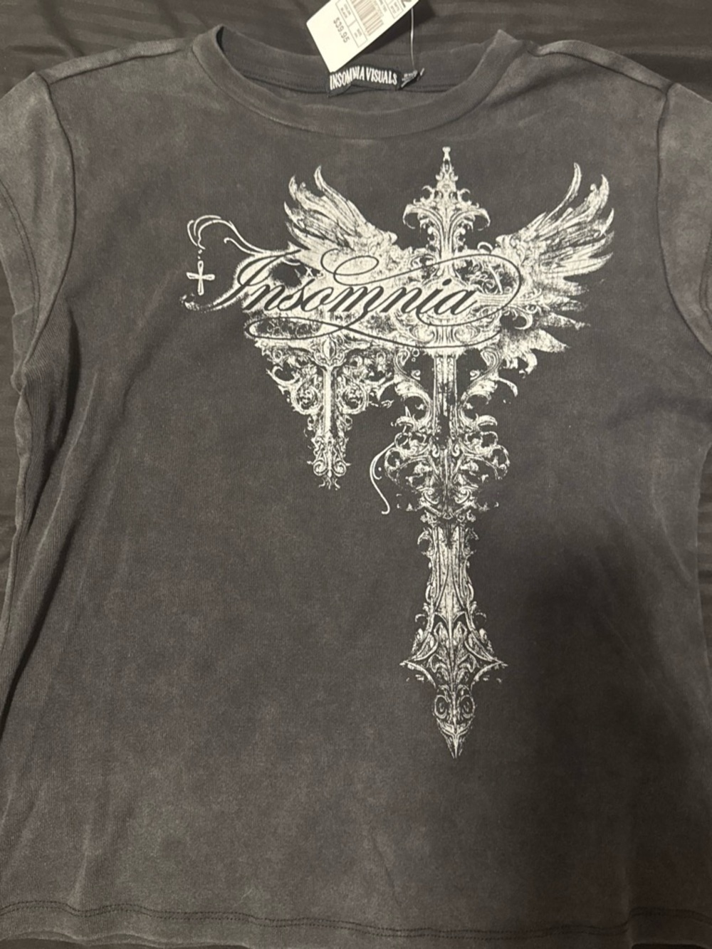 Womens Black Graphic Short-Sleeve Tee